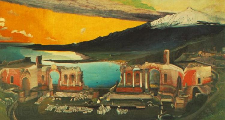 Tivadar Kosztka Csontvary Ruins of the Ancient theatre of Taormina Norge oil painting art